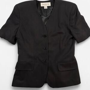 Jones New York Blazer Womens 8 Vintage Black Short Sleeve
